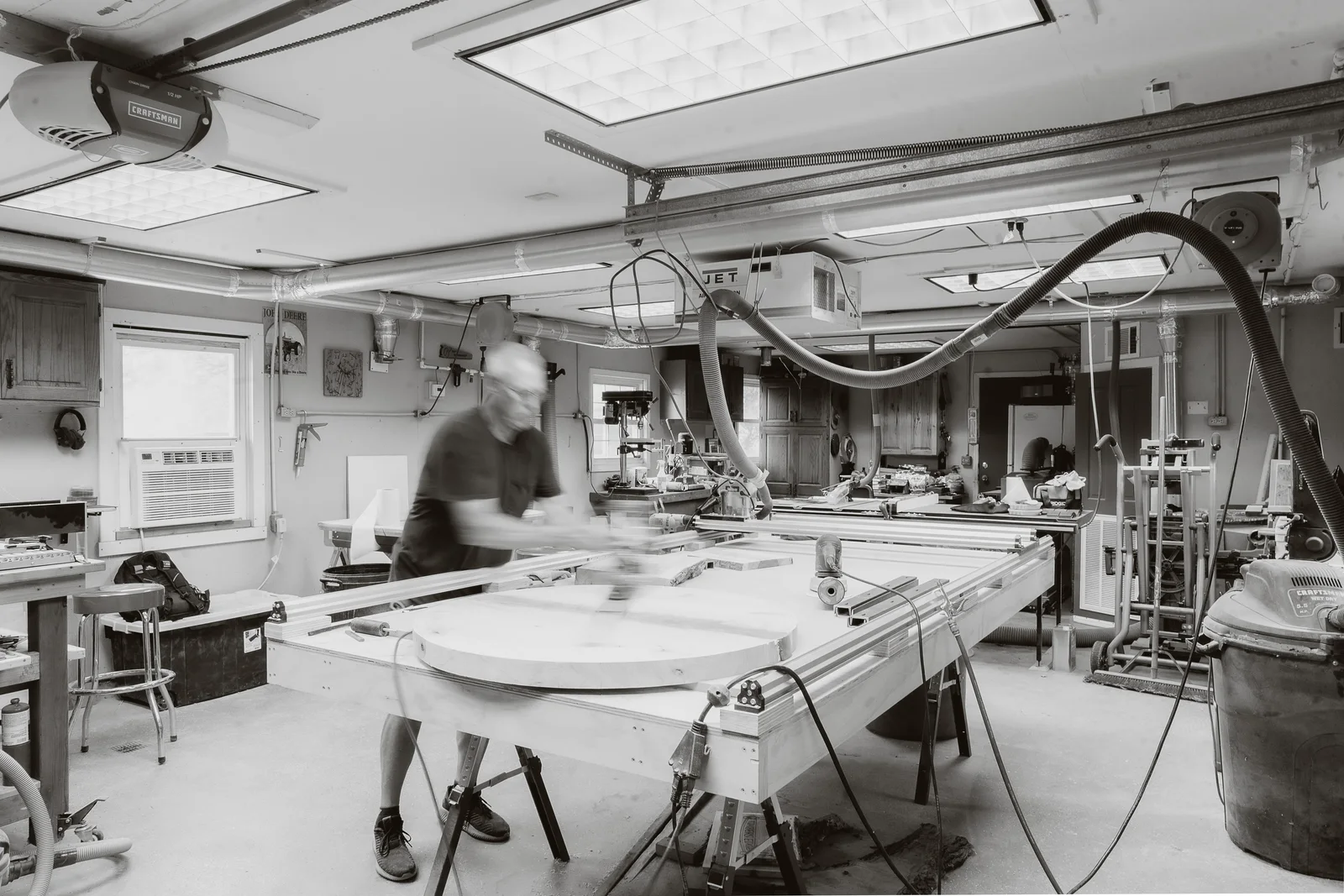 A worker in a fabrication shop